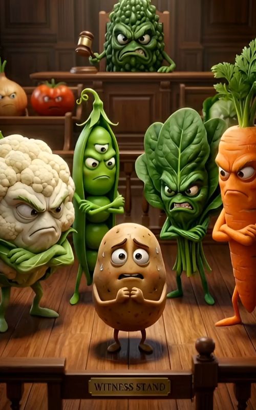 vegetables court room funny story cartoon story  cartoons story funny cartoons  #funnycartoon #funny — AI fruit video by @sadia_ai_edits