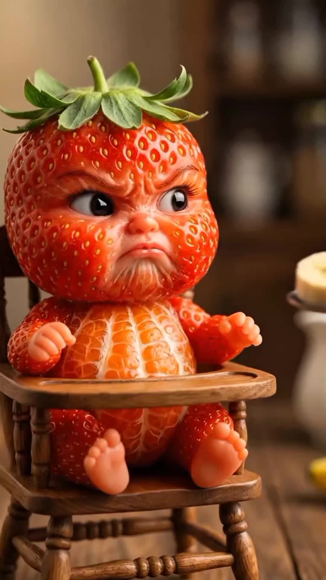 Strawberry baby like only one fruit....🥰🥰🥰 #foryoupage #viral #fyp #ai #babyfruit  — AI fruit video by @fruitfables7
