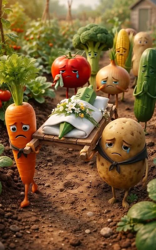 Sad vegetables funeral 😢 | Emotional AI video in garden | Carrot & Tomato crying A very emotional A — AI fruit video by @sibghat_suk