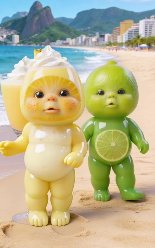 Lime and piña colada baby dancing on beach #fruitbaby #dancingfruit #viraldance #aifunny #aifunnyvid — AI fruit video by @daily.funnytrend