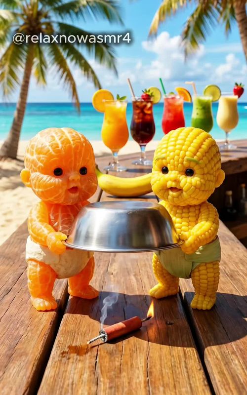 Orange baby plays a prank on Corn baby #aifunny #babyfruit #dancingfruit #funnyfruit #babytiktok  — AI fruit video by @relaxnowasmr4