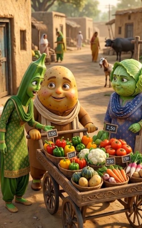 Aloo sabzi Wala😂 #aloobhindi #cartoon #vegitables #aivideos #viral  — AI fruit video by @vegetablestories43