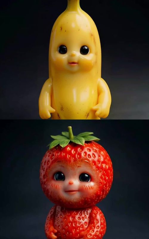 Cute baby banana and strawberry playing bendy 🍌 🍓  | Made with OneChat AI |App link in bio #aibaby — AI fruit video by @lulumelontv