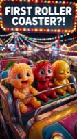FIRST Roller Coaster?! Fruit Babies #fruitbaby #juicytots #2millionviews #viraltiktok #viralvideo #K — AI fruit video by @juicy.tots3