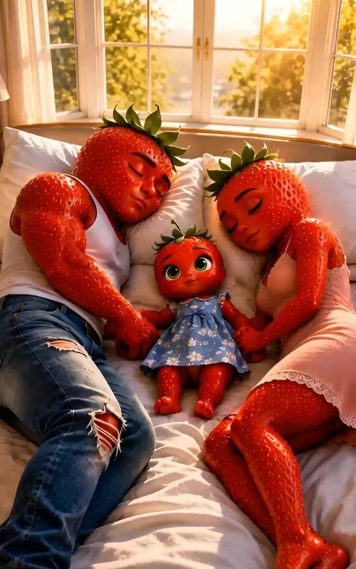Strawberry baby who pop gold #treanding #fruit #viral #ai #fyp  — AI fruit video by @kittybloomfamily