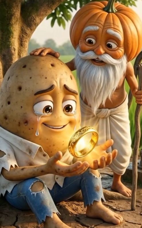 Hy ghurbat TU mil si🥲🥲Ghareeb Aloo ne dekha VVIP amiri ka khwab, lekin Bhindi begum ne pani daal k — AI fruit video by @aimoral_stories