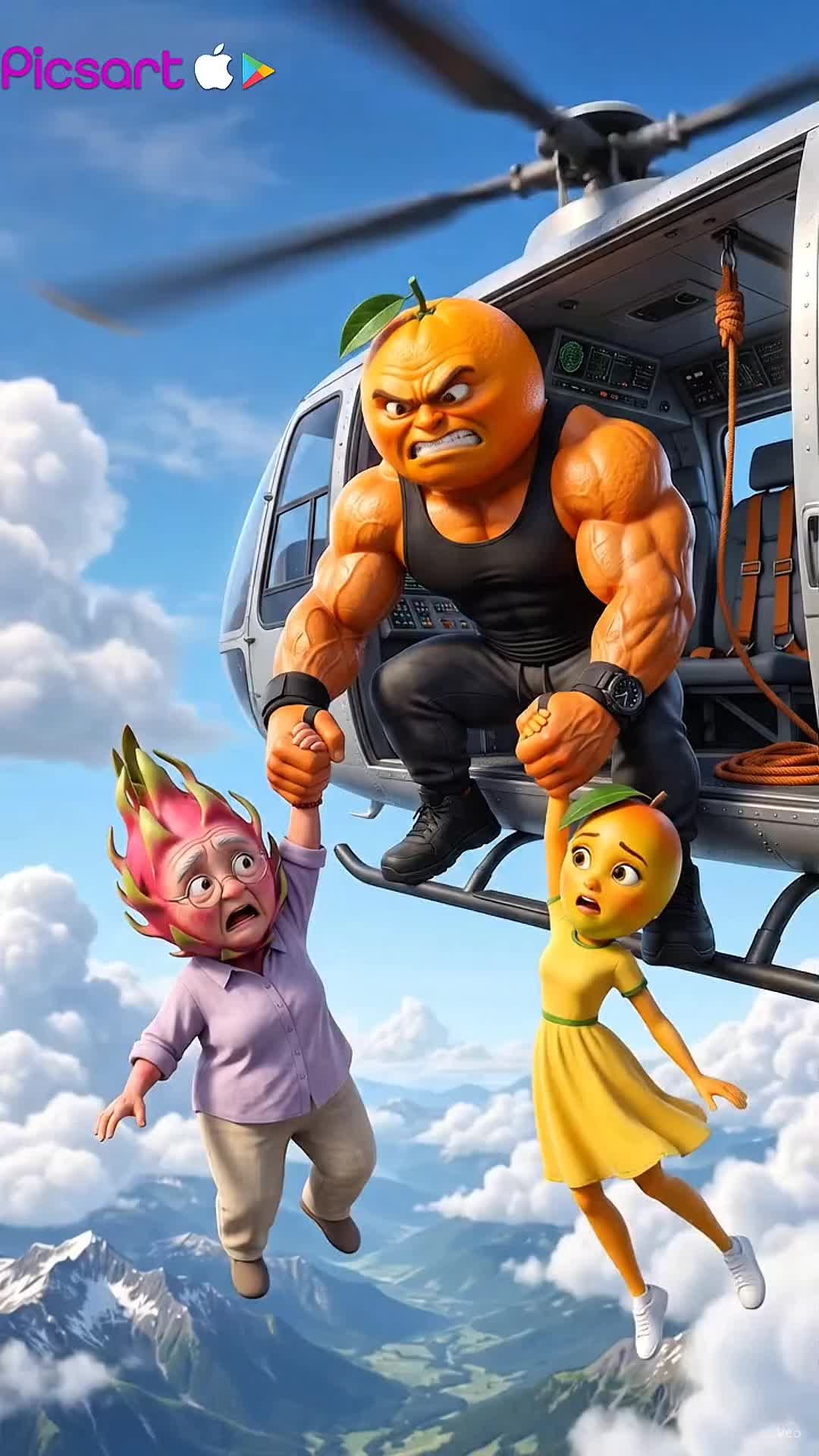 Mr. Orange Can Only Save One: Mama or His Sister?#fruitdramastories Made with Picsart#PicsartPartner — AI fruit video by @aifruitstoryuk