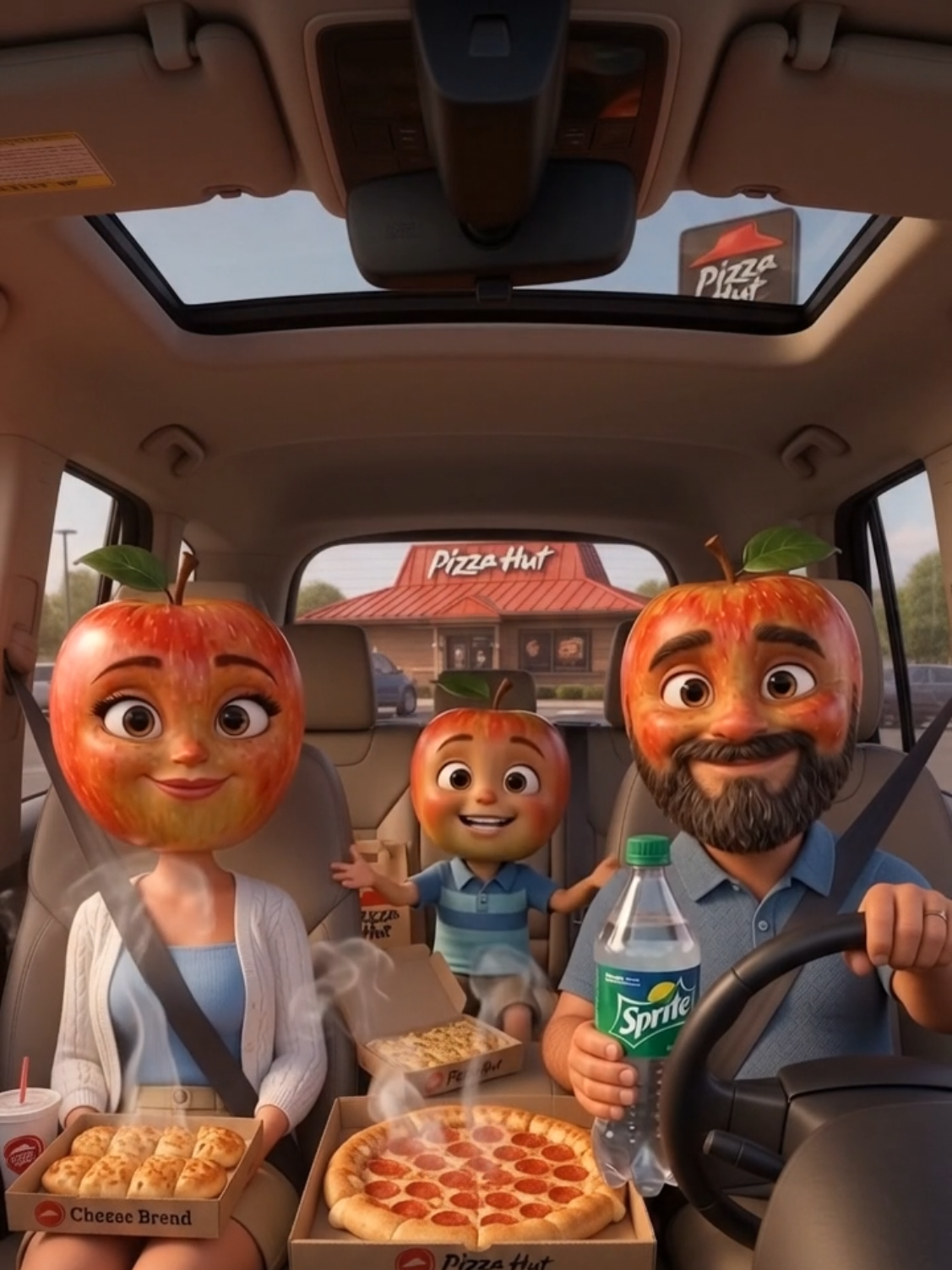 Replying to @liamlism35 As requested! We ate at @Pizza Hut today! 🍎❤️🍕 #Aimukbang #Ai #Aifruitfami — AI fruit video by @fruitmamalife