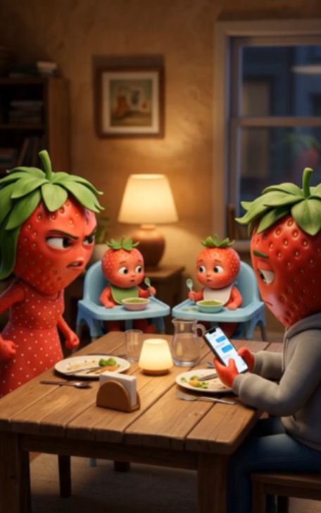 He said he had a late shift at work… yeah right #fruitai #aifruit #hoodfruit #aifruitdrama #talkingf — AI fruit video by @the.art.ai4