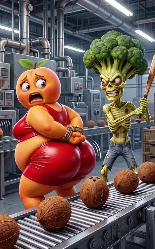She Broke all coconuts 😂 #broccoli #peachina #fruitstory #aifruit #aistory  — AI fruit video by @twpclipped