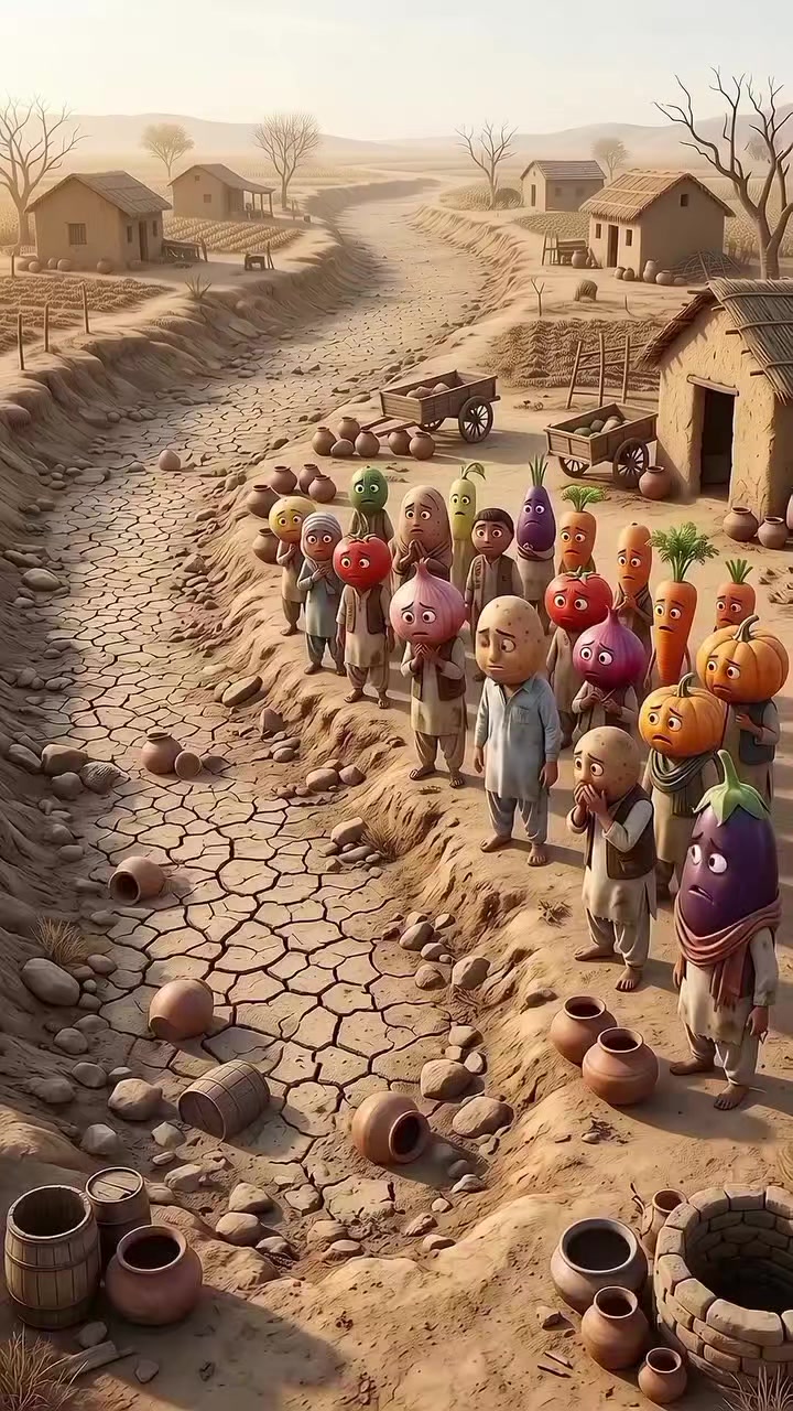 Aalu Ke Gaon Mein Nahar Sukh gai😳🙏🏻#aistory #foryou #Alou #vegetablesvideo #tiktokgrowithchange  — AI fruit video by @aivibes032