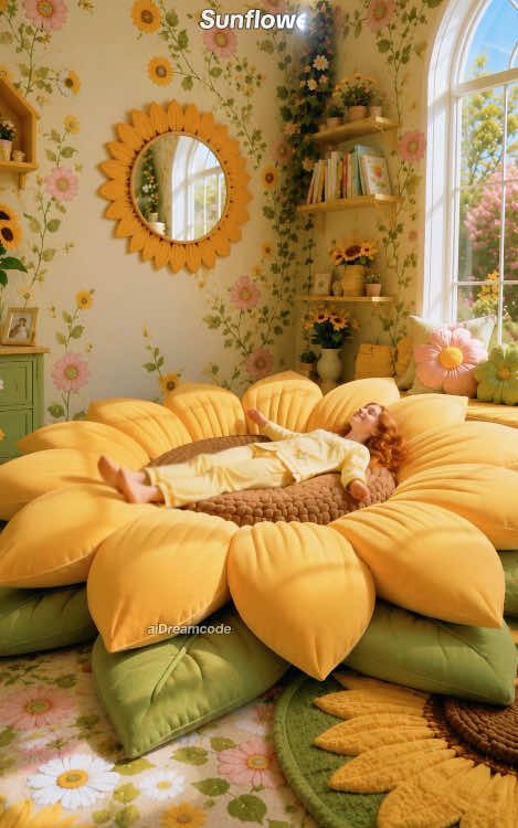 ASMR BED 🛌 Which dream bed would you choose? Sunflower 🌻 strawberry 🍓 lemon 🍋 orange 🍊 broccoli — AI fruit video by @aidreamcode