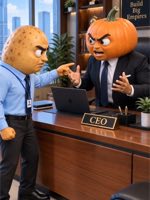 When Aloo Argues for a Salary Raise With His Boss, the Pumpkin Says, “Boss Position Is Very Hard!” � — AI fruit video by @foodcartoonstories
