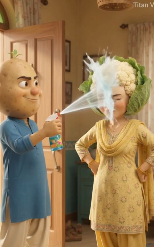Aloo Prank on Ghobi 💦😂  #aianimation #vegetablestories #vegetablecartoon #aiviralvideo #titanveg  — AI fruit video by @titanveg
