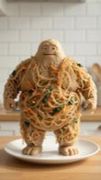 Injera + Japchae Food Character Lost Control 😂🔥#FoodTok #AIFood #AIAnimation #ViralFood #FunnyAI  — AI fruit video by @crazyfoodai0