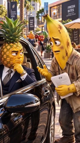 Mr pine doesn’t want to help his friend bananito 😔#emotionalstory #aistory #animatedstories #fruit  — AI fruit video by @maddieexplores
