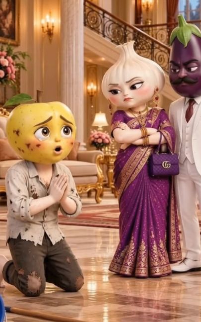 Lehsun Nay Apple K Sath Kya Bora #creatorsearchinsights #sadstory #hearttouching #story #kidstiktok  — AI fruit video by @fuzzyurducartoon