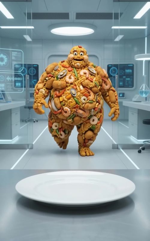 Paella & Croquetas Giant Lab Challenge 🤯🧪 #FoodTok #FoodChallenge #AIVideo #AIArt #FunnyAI  — AI fruit video by @vegitoon11