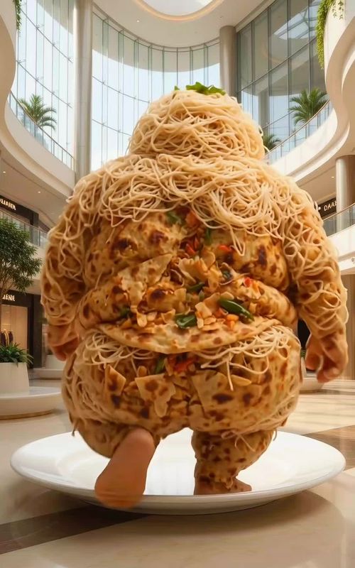 Giant Kottu Roti & String Hopper Foodzilla 😂#FoodTok #FoodChallenge #AIVideo #AIArt #FunnyAI  — AI fruit video by @vegitoon11