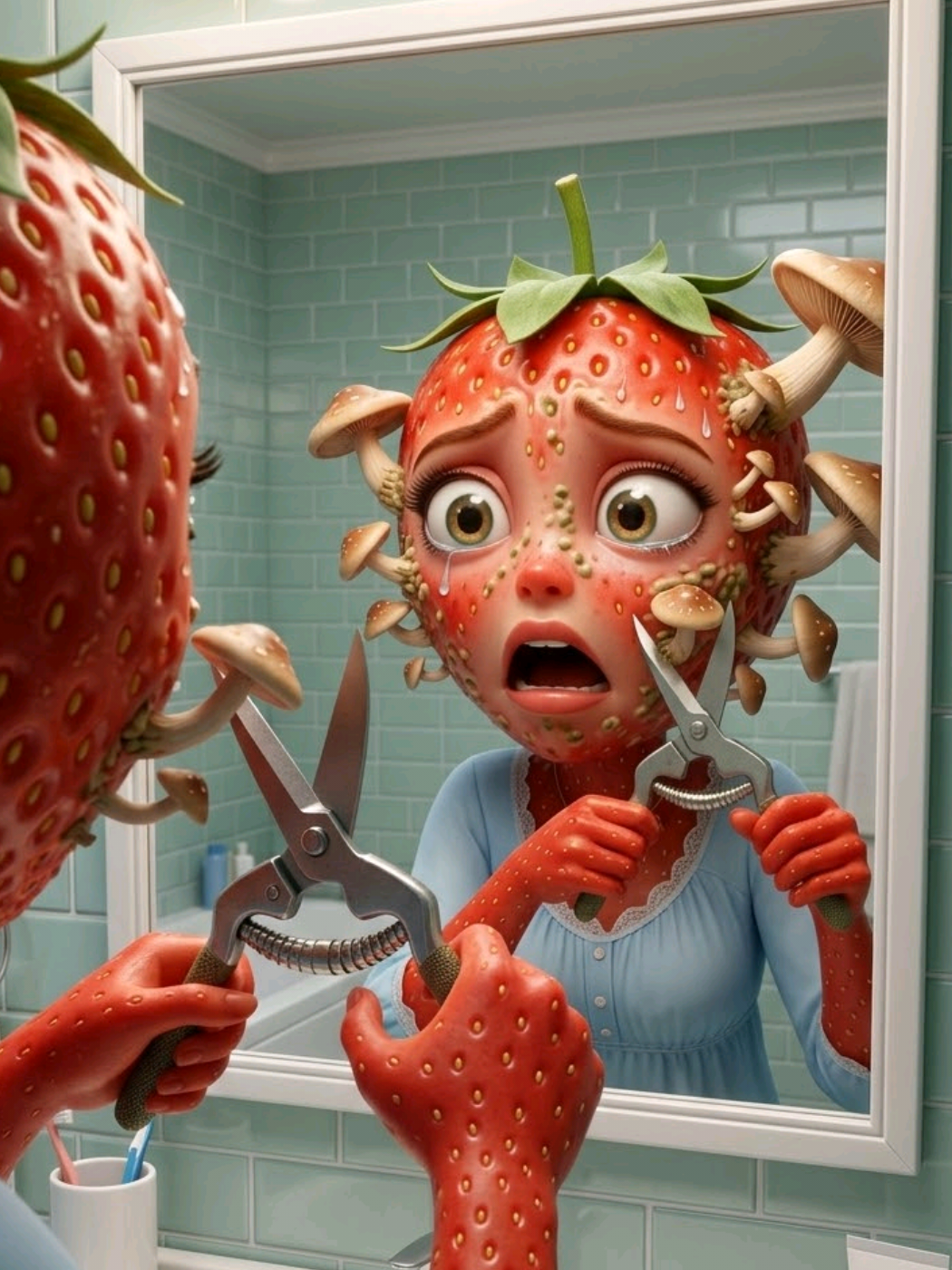 Fruit Story !🍑
La femme fraise se fait larguer !
Faut avec @TrendStory.io 
Histoire de fruits !
#fr — AI fruit video by @fruitystory.fr