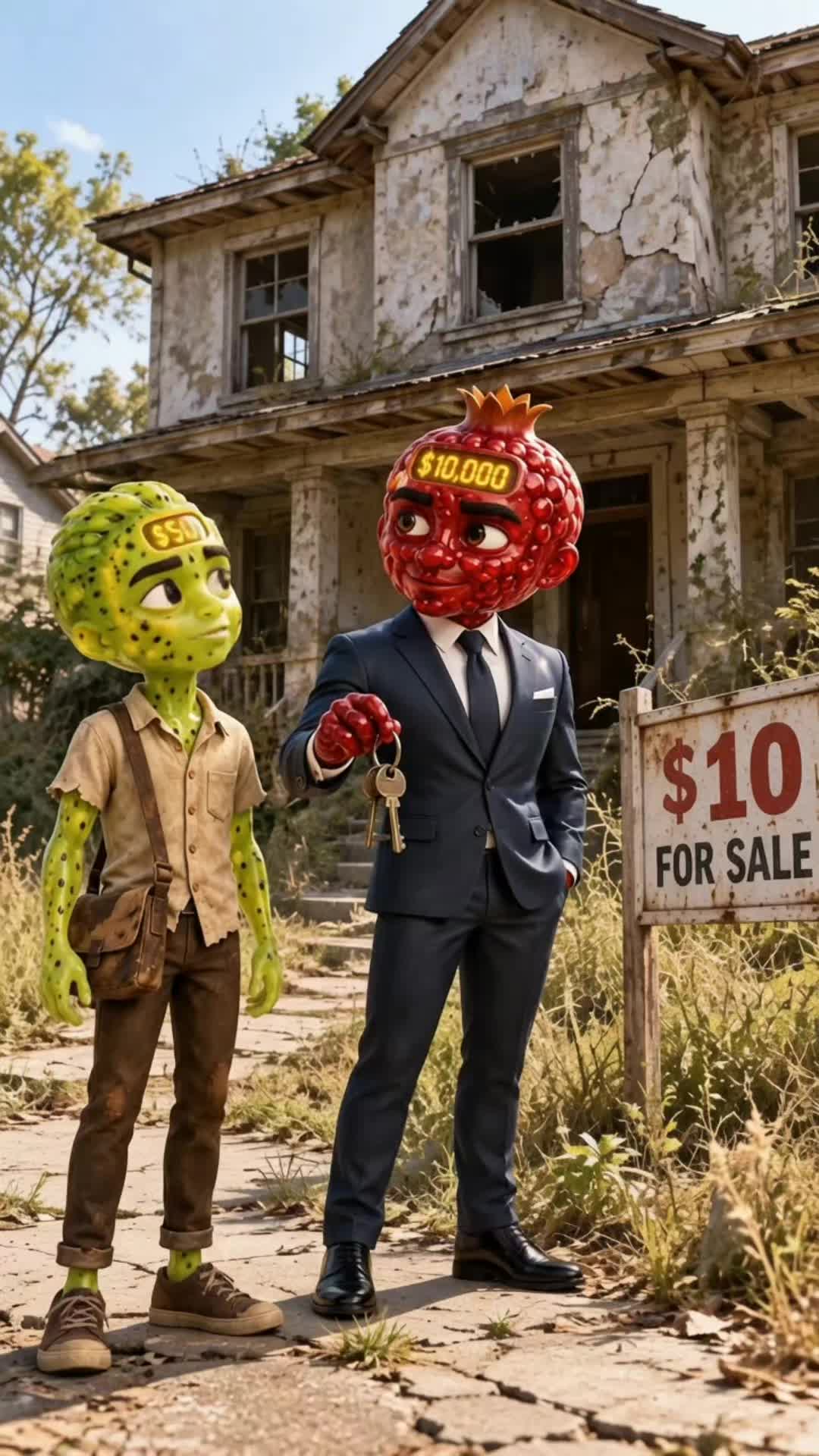 Kiwi Buys a house for 10 dollars #fruitstory #fruitdrama — AI fruit video by @linartstories