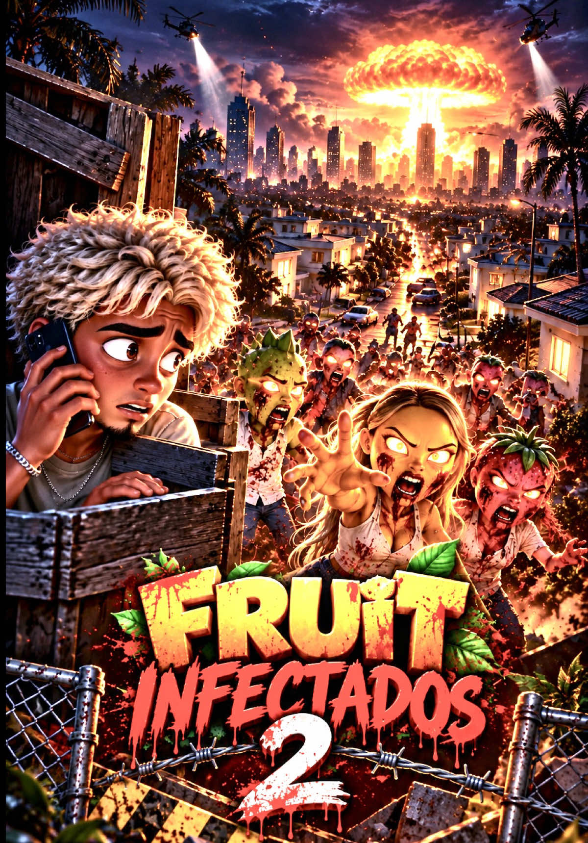 Part 2 | fruty infectados 😨🧟‍♀️#frutinovelas #zombies #ia #dram — AI fruit video by @frutitasdramas