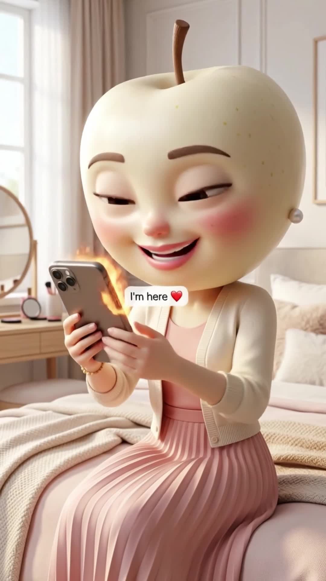 Miss Apple With a Burned Face #story #fruitstory #aistory #viral — AI fruit video by @baodareal