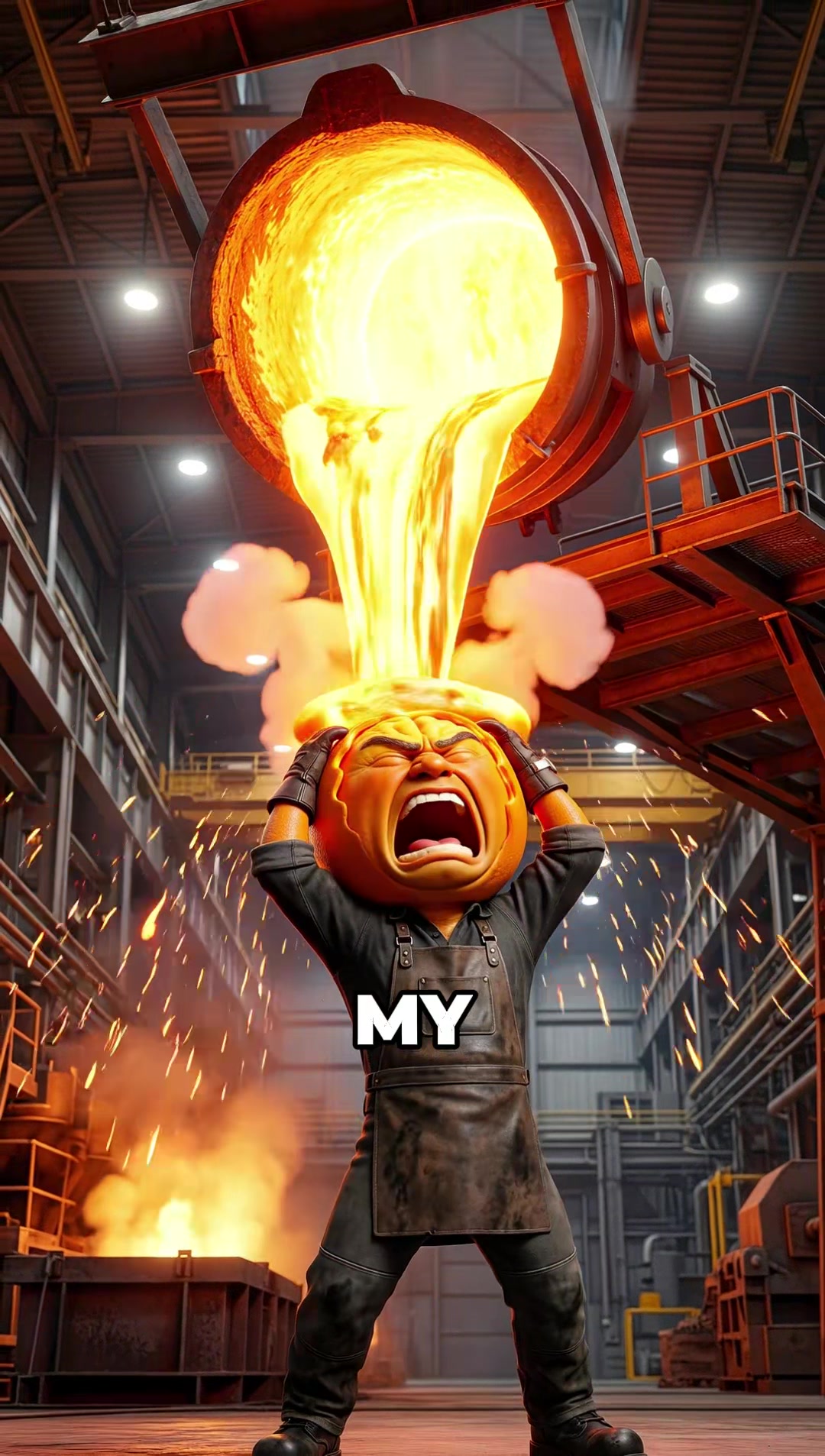 Orange's Dad Works at the Hot Steel Mill #story #fruitstory #aistory #viral — AI fruit video by @baodareal