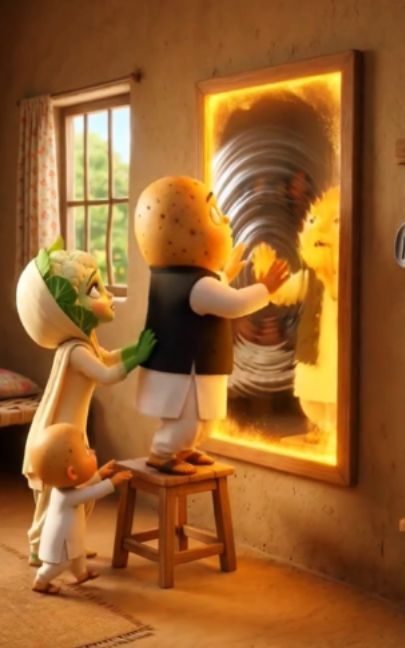 alu ko  jadoyi sisia mil giya 😃😄 #creatorsearchinsights  #aianimation #aloostory #veggietales #sto — AI fruit video by @manutoonworlad13