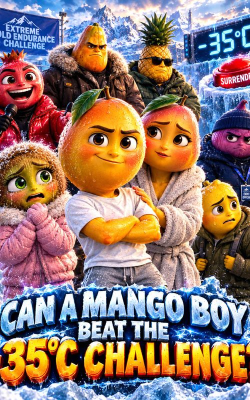 Episode 1: Can a Mango Boy Beat the -35 Degree Celsius Challenge #fruitstories #unfreezemyaccount #f — AI fruit video by @fruit.toon2