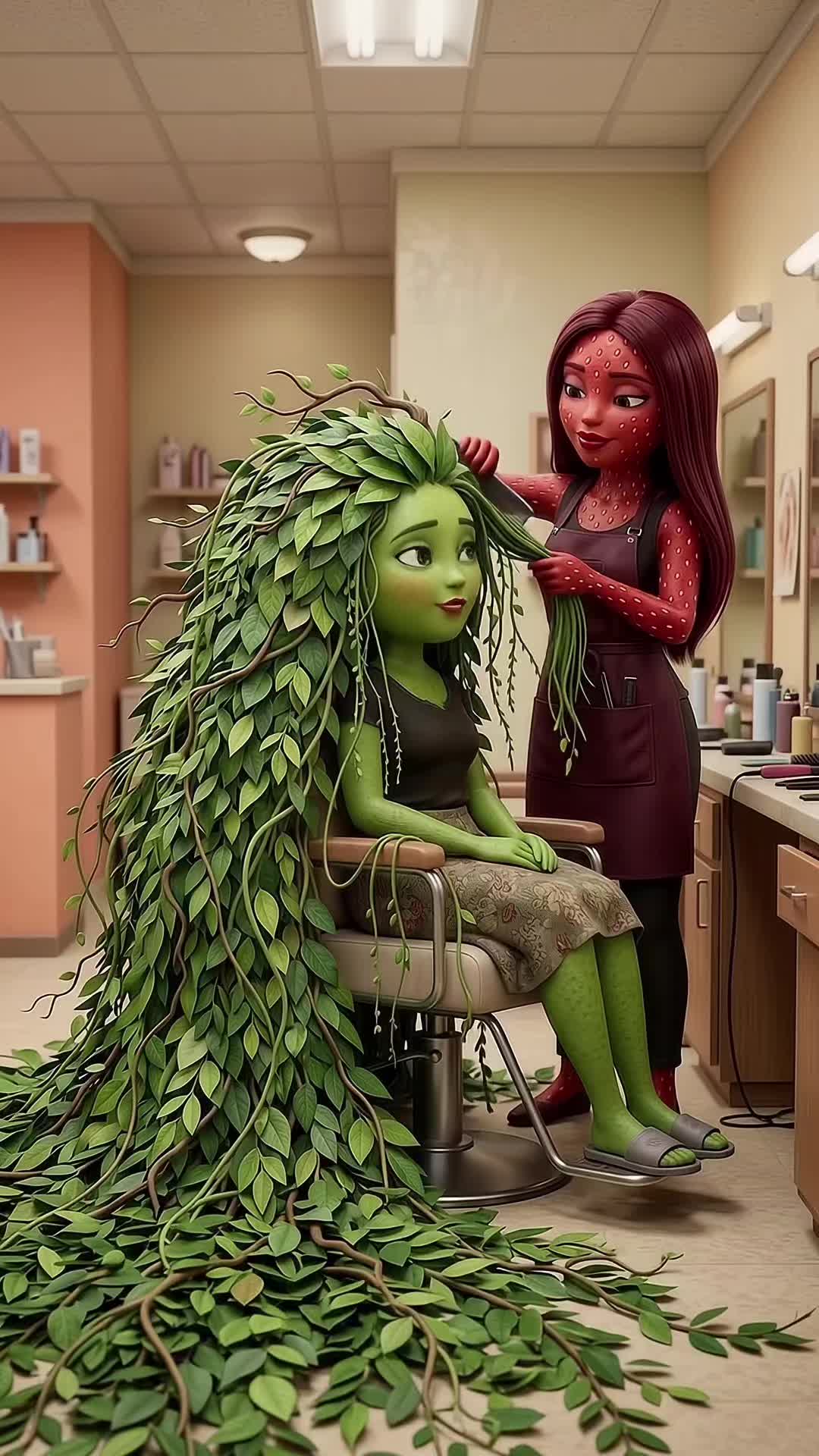 The strange hair😳#fruittok #fyp #fruitstory #aianimation #aistory — AI fruit video by @mimi2yii