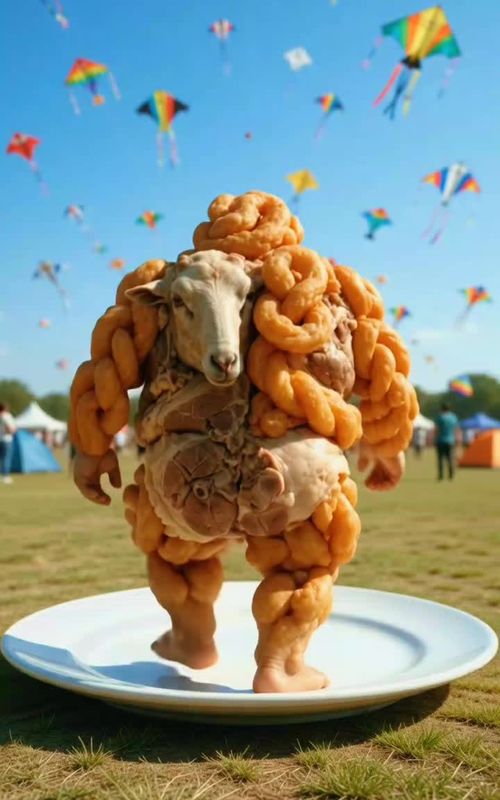 Giant Svið & Golden Kleinur 😂 #FoodTok #FoodChallenge #AIVideo #AIArt #FunnyAI  — AI fruit video by @platetoplanet1