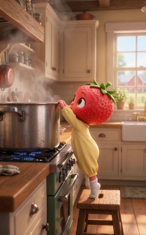 They made the best strawberry jam ever… and suddenly, their baby was nowhere to be found. 🍓😳 Part  — AI fruit video by @fruitdramedy.ai