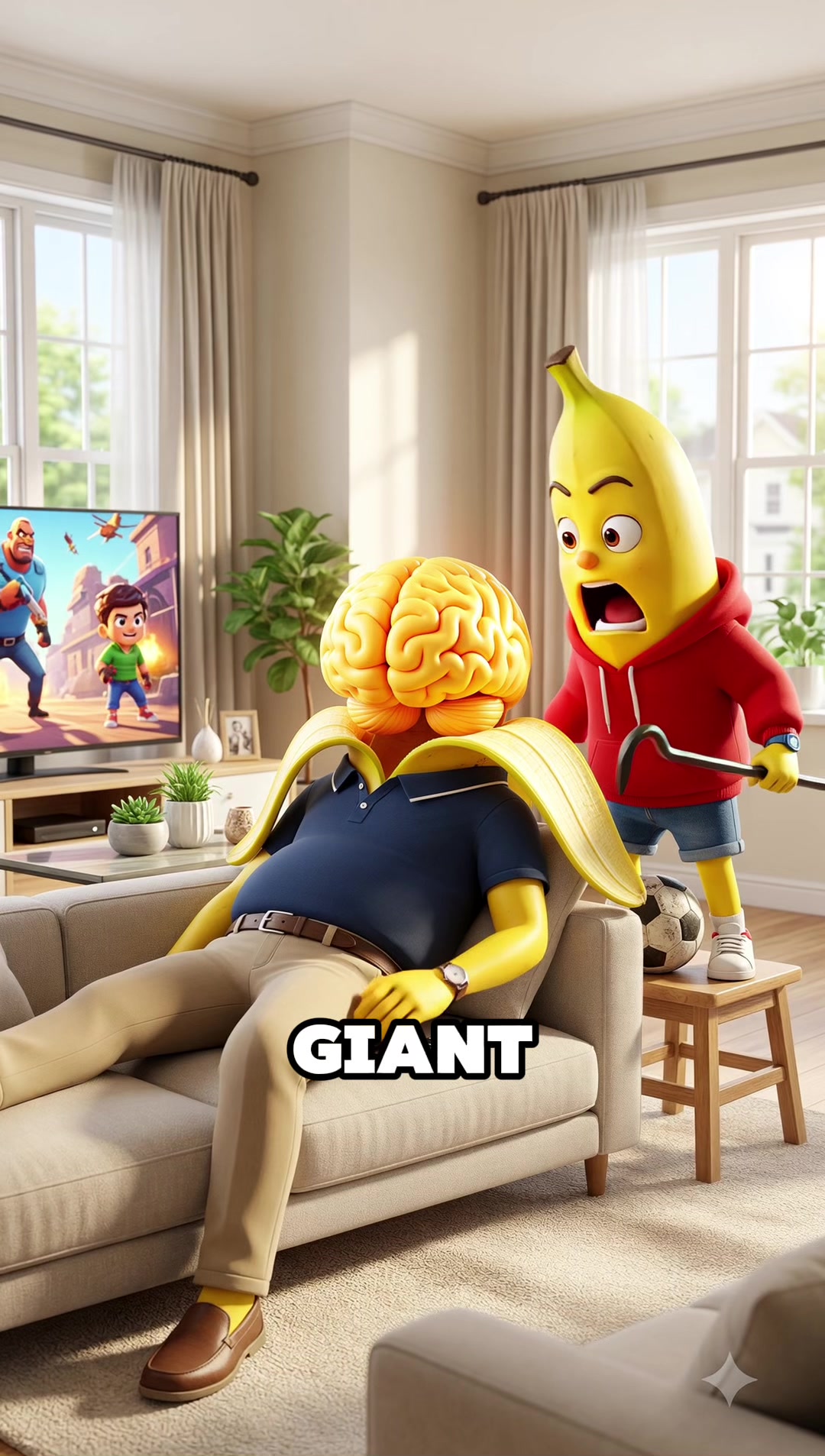 The Brain Ball of Daddy Banana #story #fruitstory #aistory #viral — AI fruit video by @baodareal