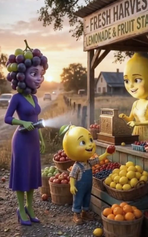 the Drogonfruit and 🍇 red grapes story and ai generated artificial intelligence animation kids cart — AI fruit video by @aivideo.804