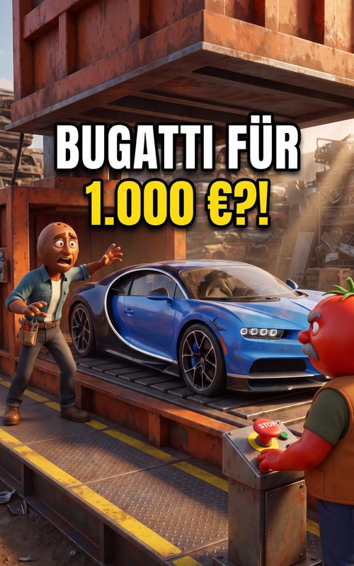 1000 € für einen Schrott Bugatti? Und zu Hause wartet sein hungriger Sohn… 😱 Die Chance seine Leben — AI fruit video by @fruitstorygermany