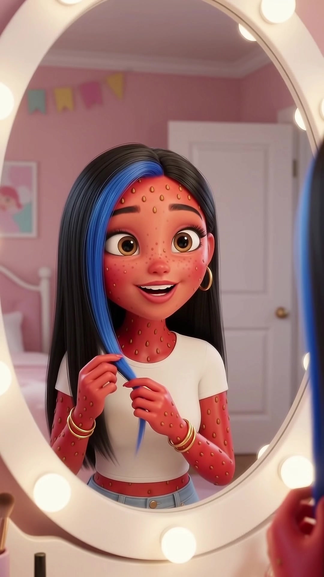 Strawberrina blue streak 😔 #aistory #plotwist #emotionalstory #fruitdrama #sadstory — AI fruit video by @fruitystories36