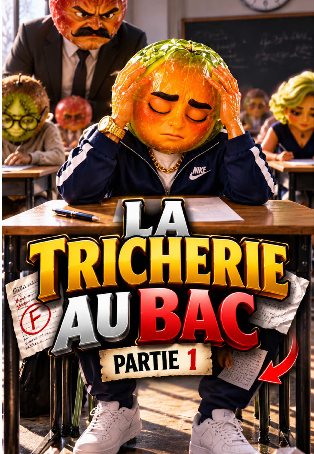 Vous pensez que le prof va découvrir la vérité ?🤔 PARTIE 1  #fruitstory #histoiretriste — AI fruit video by @gougougagaaaaa